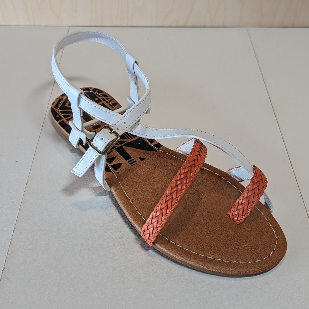 Qupid Women Two Tone Braided Ankle Strap Sandals - White -